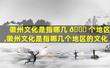 徽州文化是指哪几 🍀 个地区,徽州文化是指哪几个地区的文化